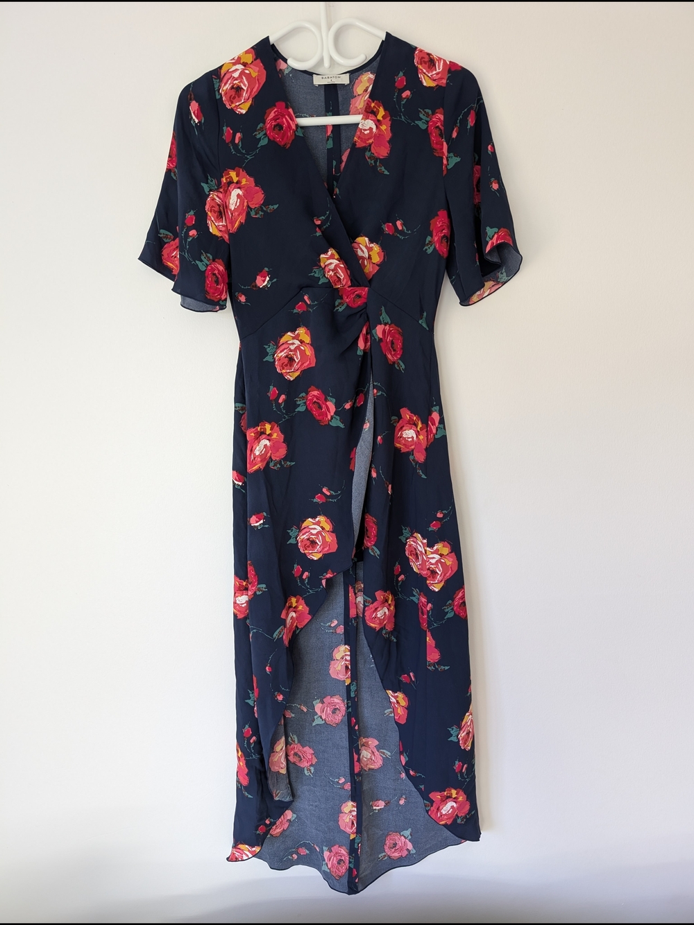 Aritzia Babaton - Hi Low Floral Wrap Maxi Mullet Dress Romantic Cottagecore Sz 2